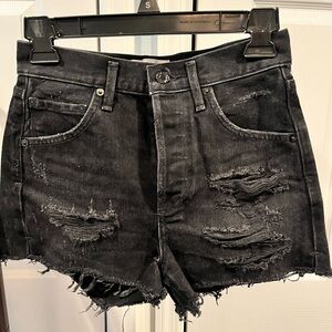 Agolde Charcoal Distressed Jean Shorts